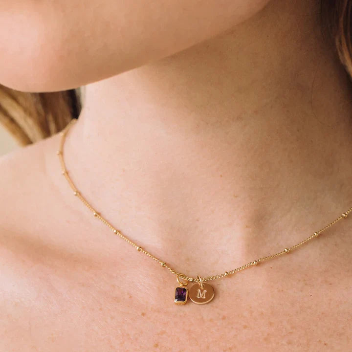 Savaé Design Birthstone Initial Pendant Necklace