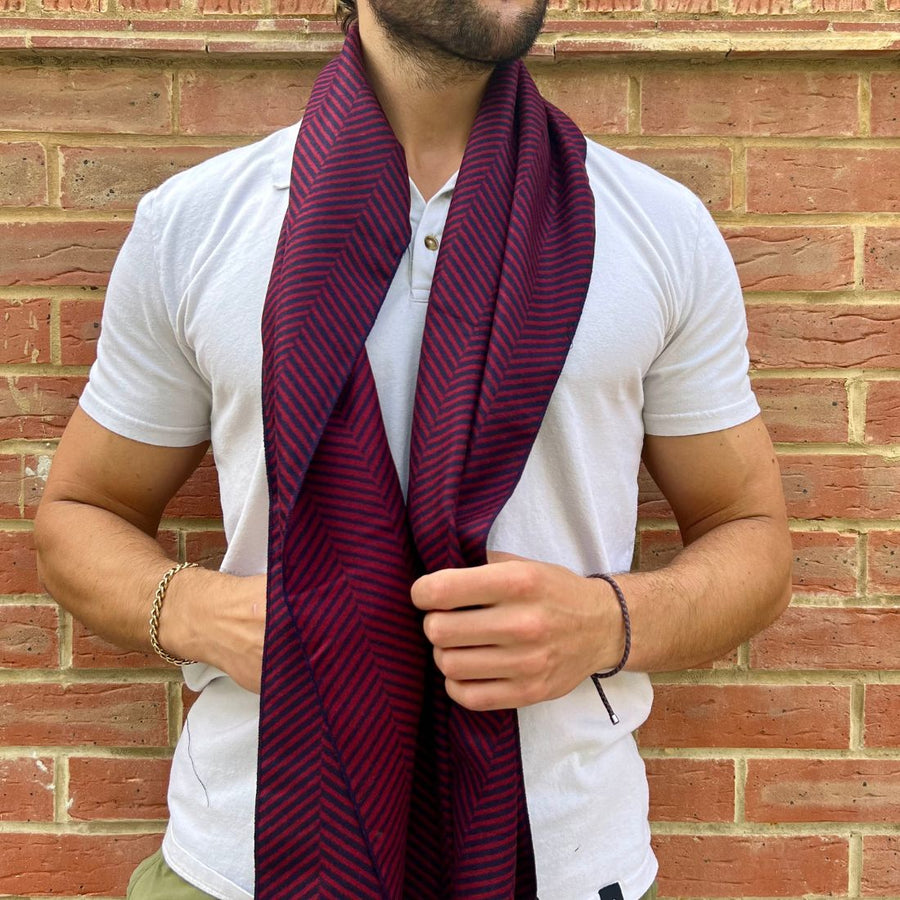 Swole Panda Red Herringbone Bamboo Scarf