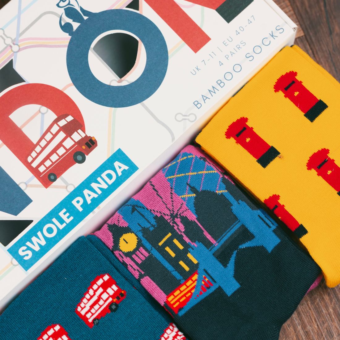 Swole Panda London Bamboo Sock Gift Box — 4 Pairs