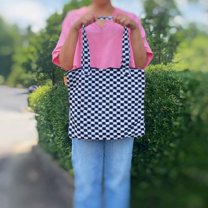 Bolso tote con cremallera "Check Yourself"