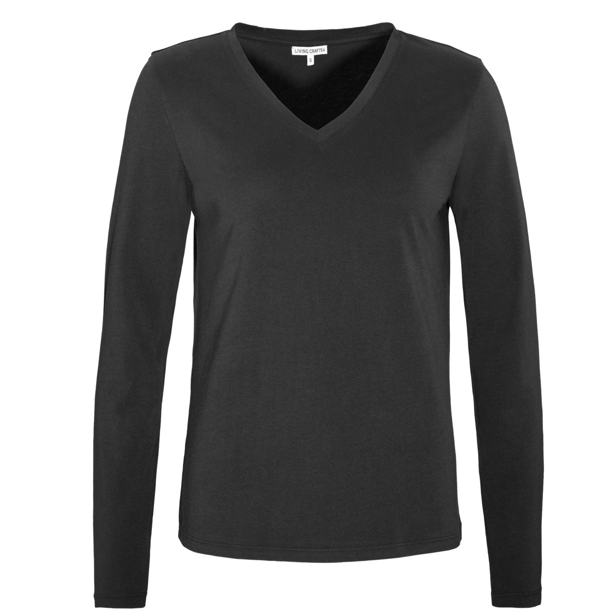 Camiseta de manga larga con cuello de pico de algodón orgánico para mujer