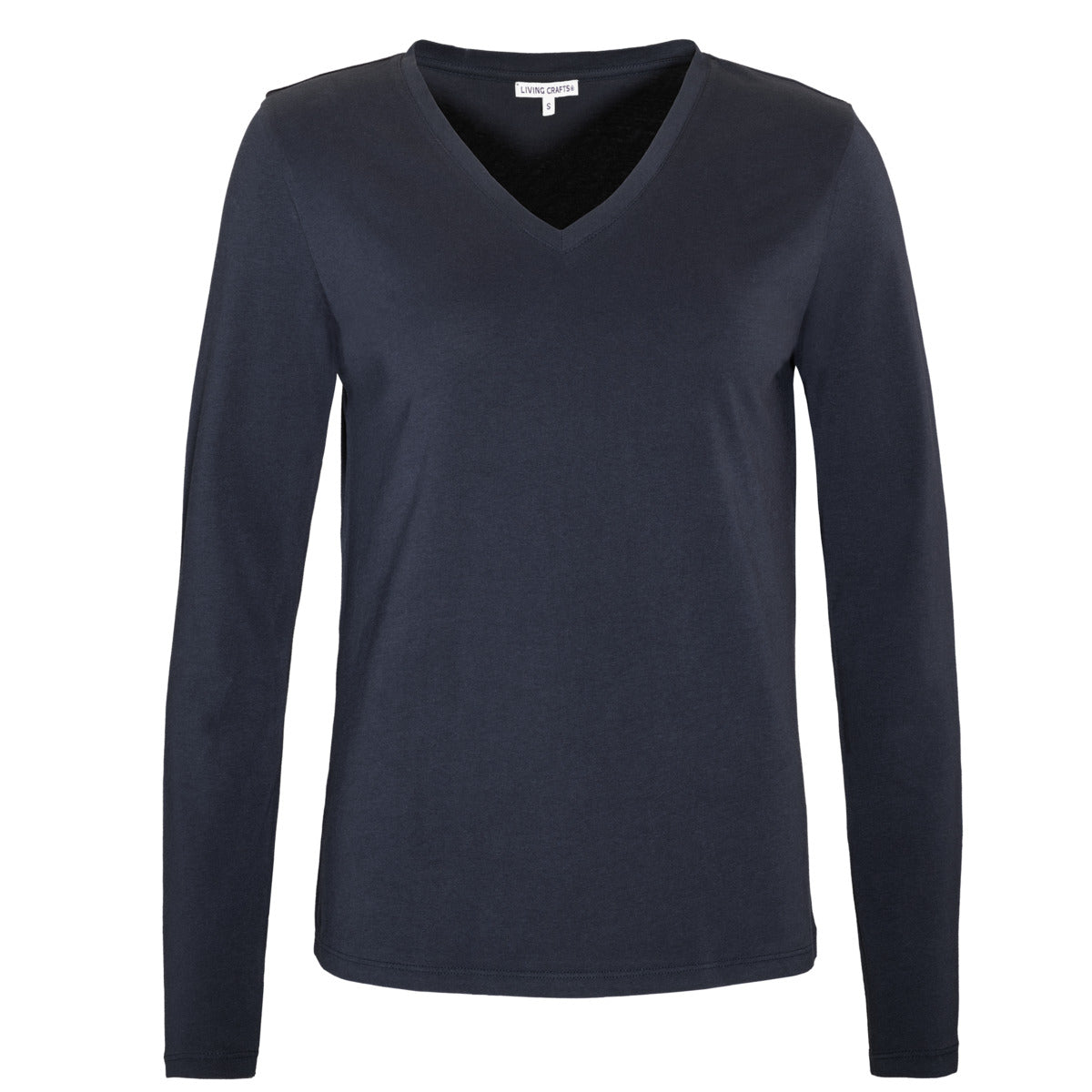 Camiseta de manga larga con cuello de pico de algodón orgánico para mujer