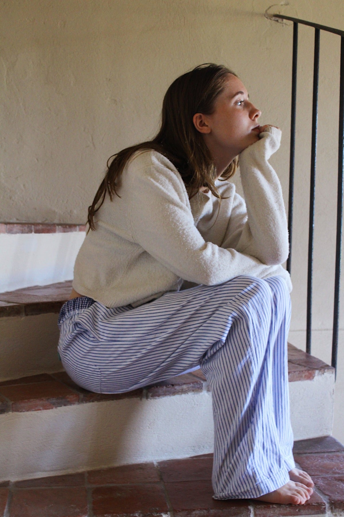 Loungers Women's Organic Brushed Cotton Mediterranean Monk Seal Trousers