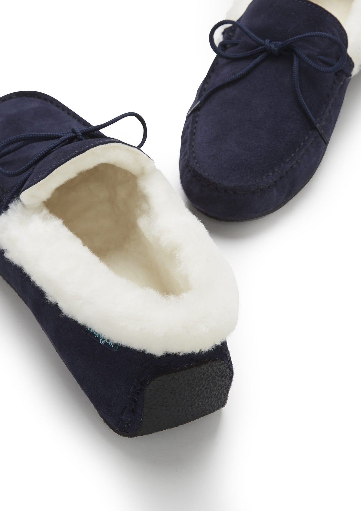 Hugs & Co. Men's Navy Blue Suede Sheepskin Slippers