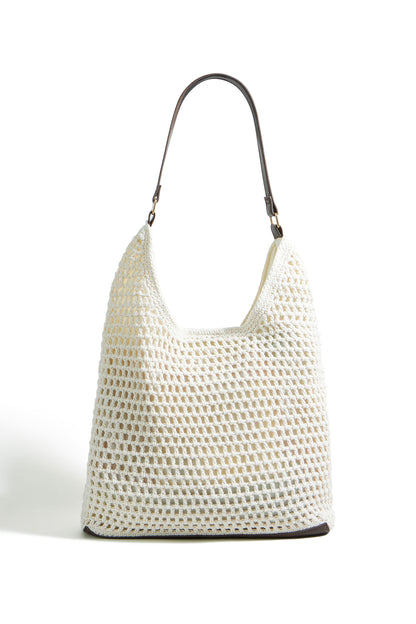 Ivory Crochet Shoulder Bag — Faux Leather | Yumi
