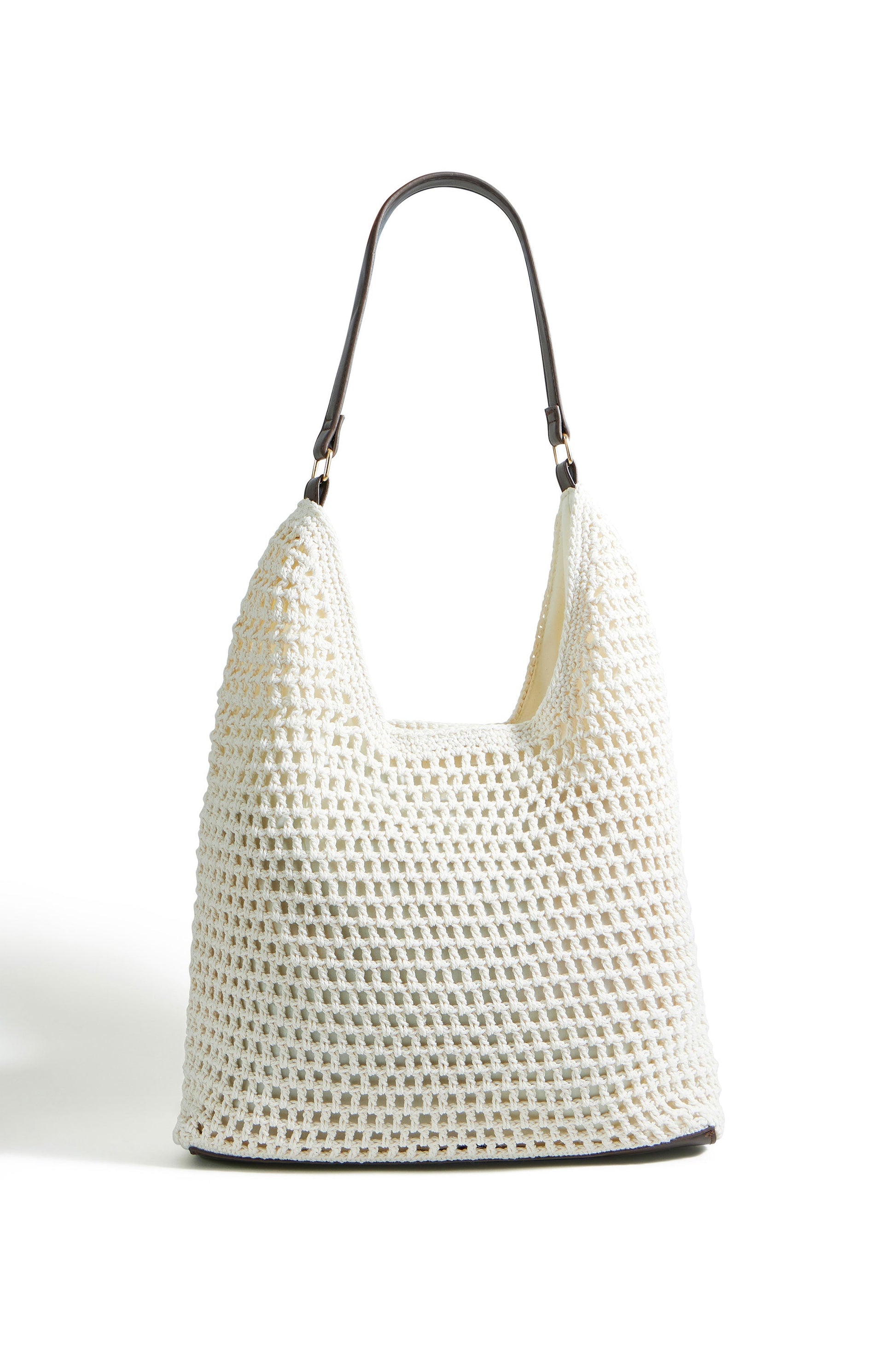 Ivory Crochet Shoulder Bag — Faux Leather | Yumi