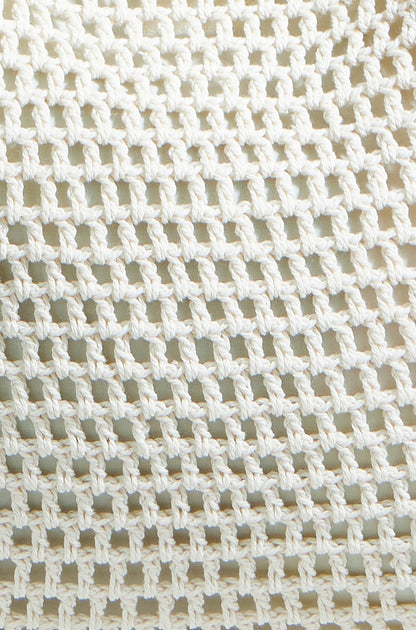 material zoomed in Ivory Crochet Shoulder Bag — Faux Leather | Yumi