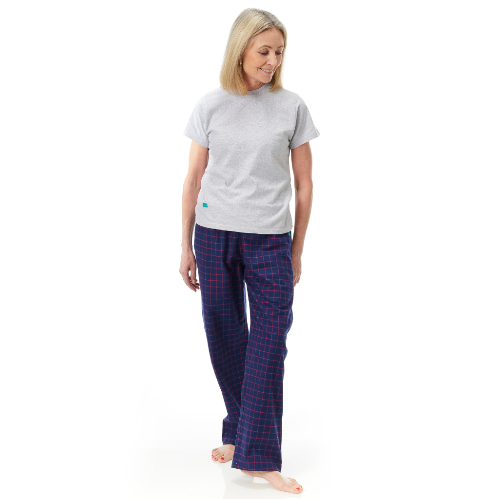 Loungers Women's Organic Cotton Atlantic Puffin Checked Trousers