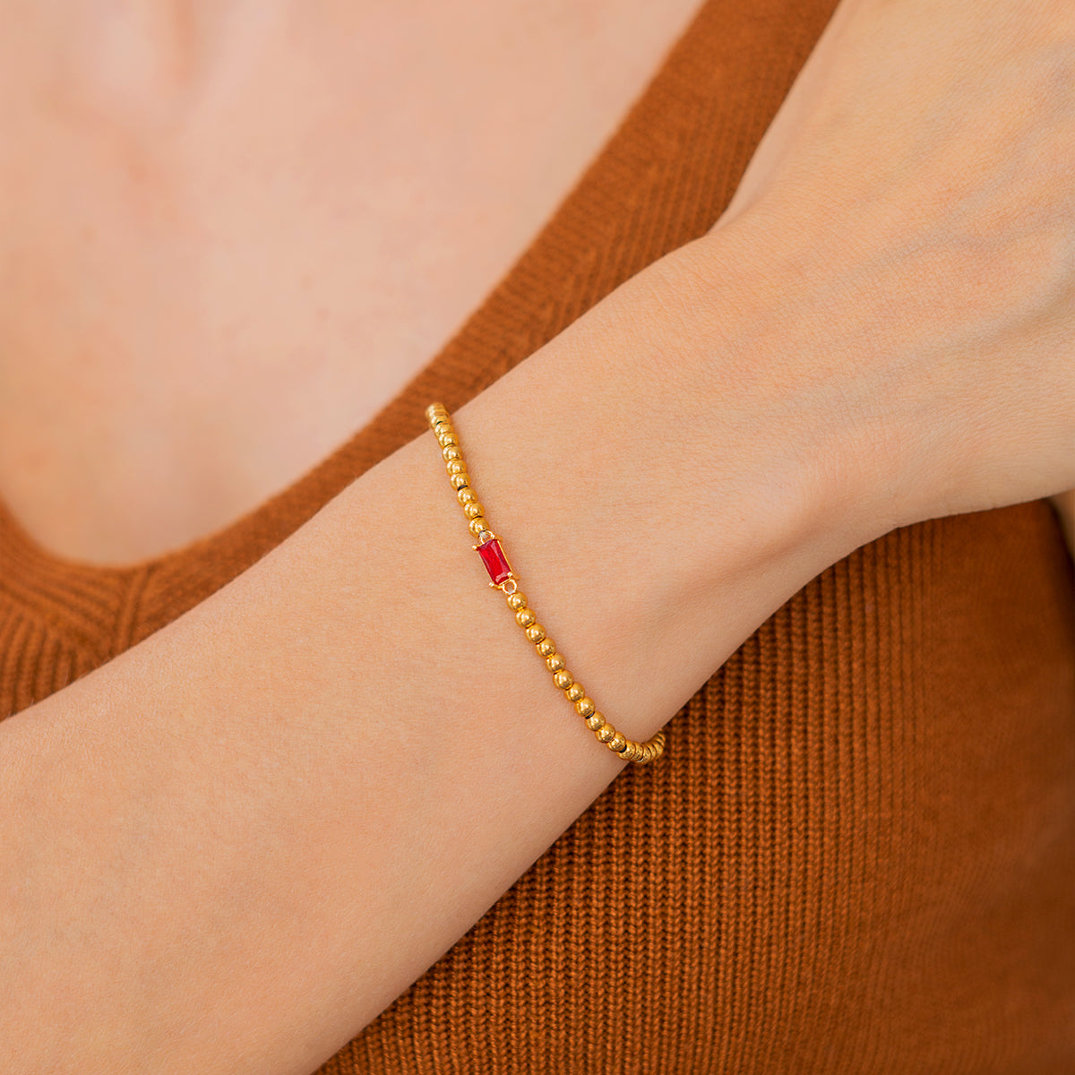 Savaé Design Gold Beaded Birthstone Bracelet