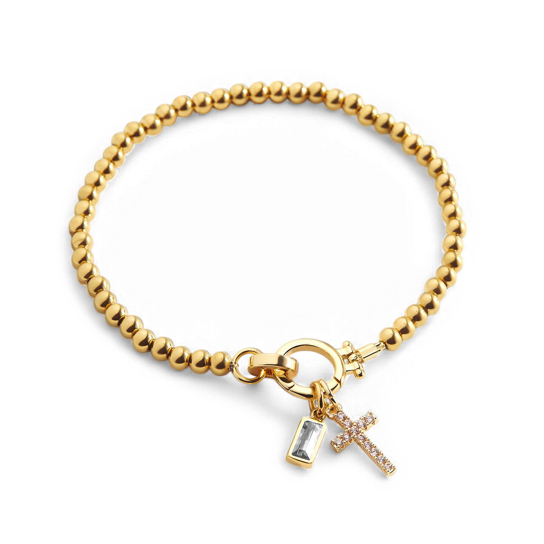 Savaé Design Cross Birthstone Charm Bracelet