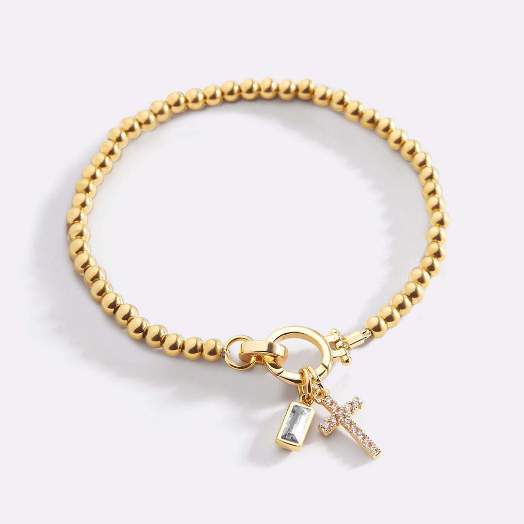 Savaé Design Cross Birthstone Charm Bracelet