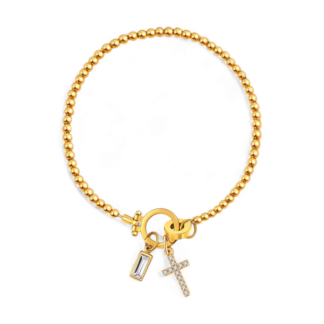 Savaé Design Cross Birthstone Charm Bracelet