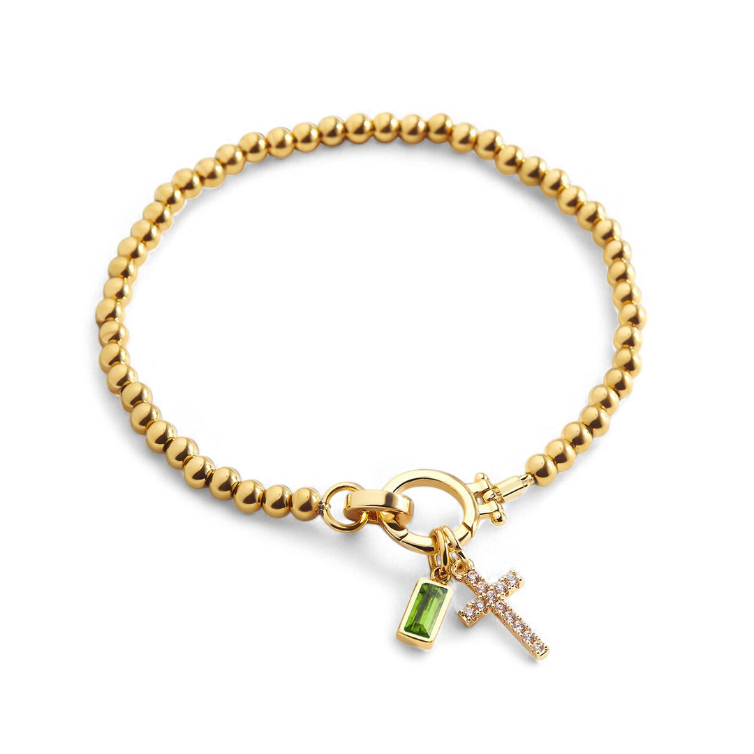 Savaé Design Cross Birthstone Charm Bracelet