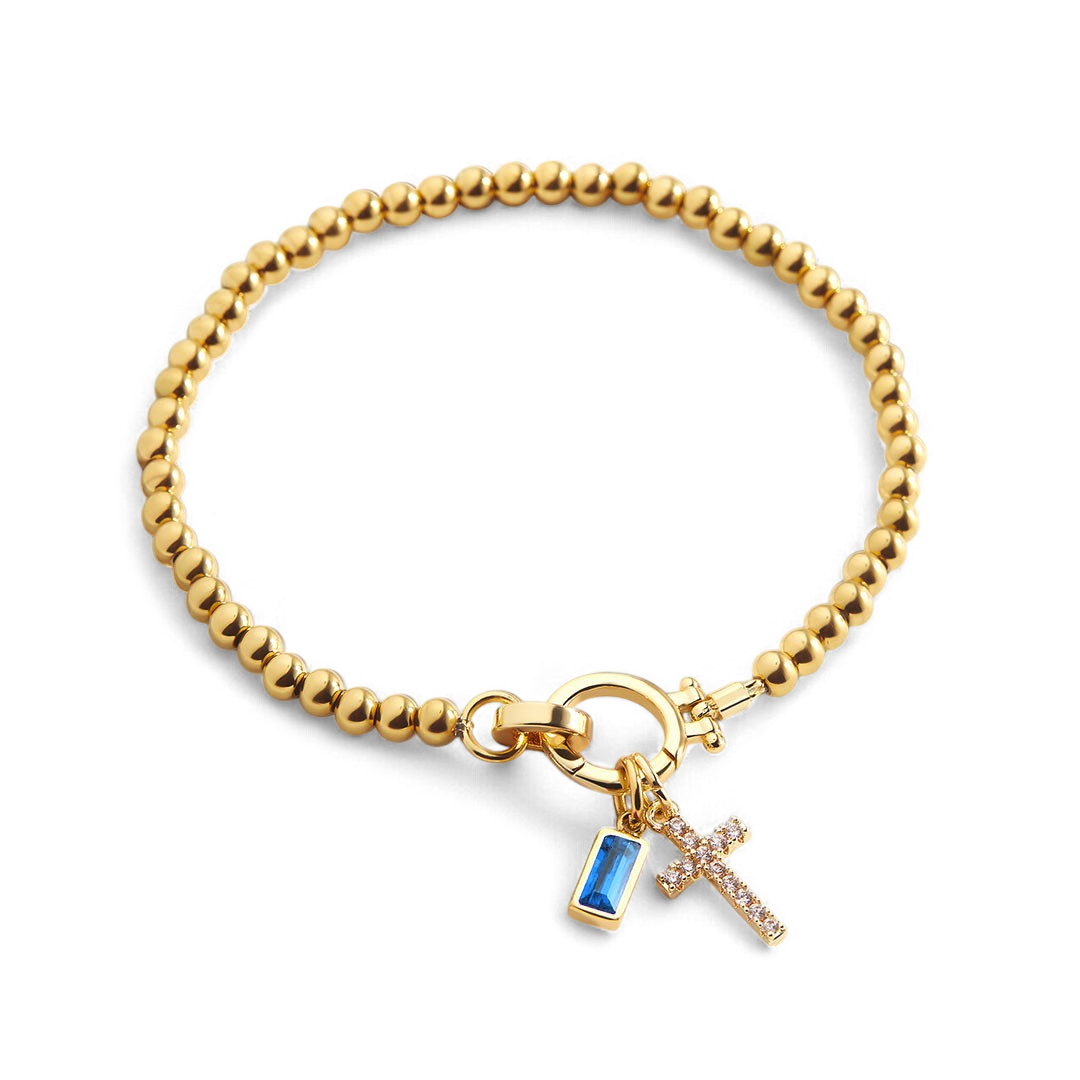 Savaé Design Cross Birthstone Charm Bracelet