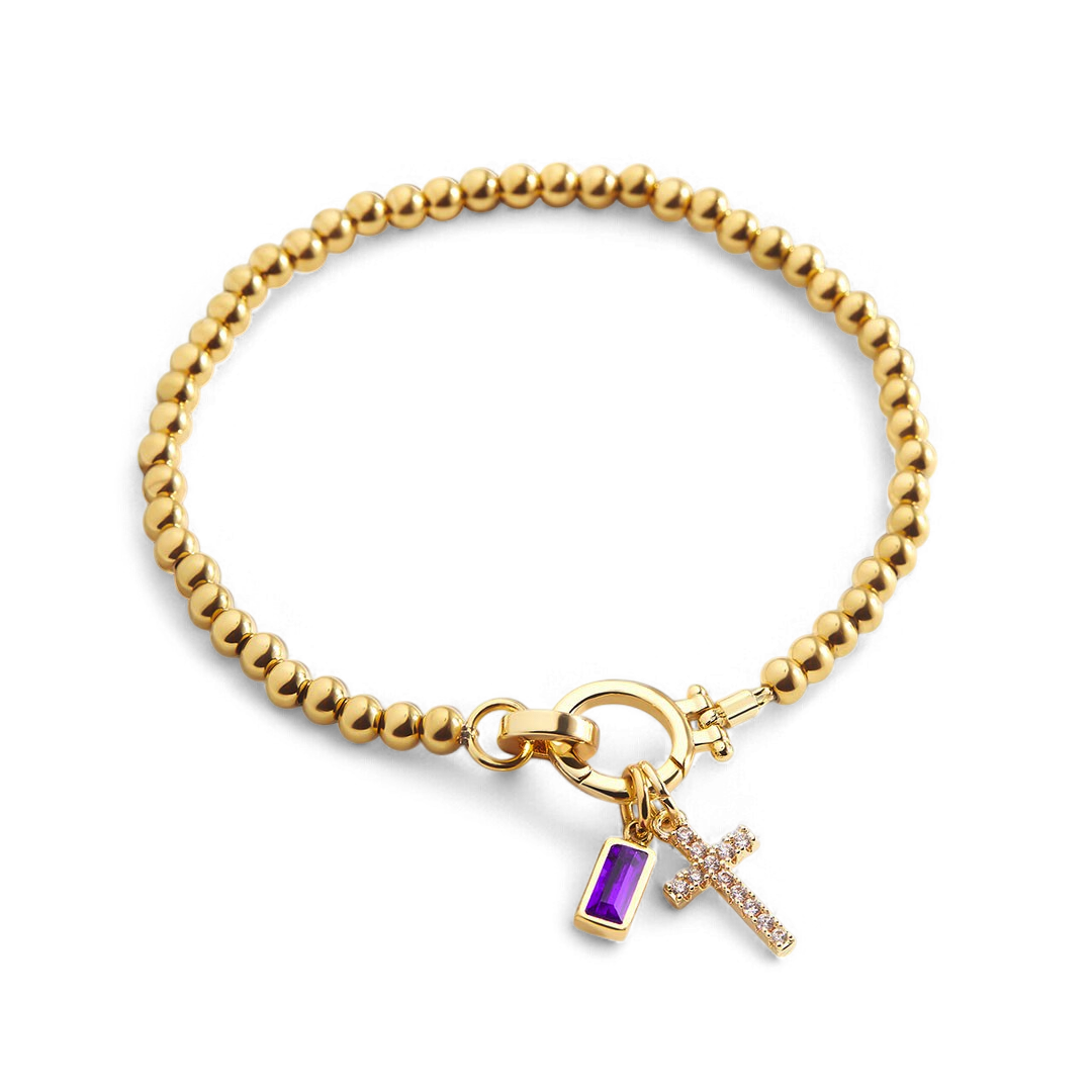 Savaé Design Cross Birthstone Charm Bracelet