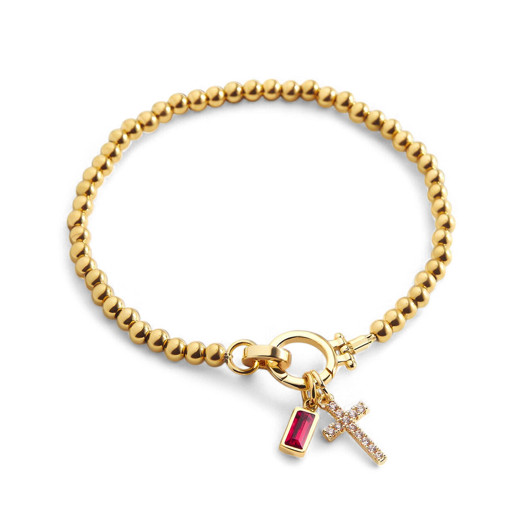 Savaé Design Cross Birthstone Charm Bracelet
