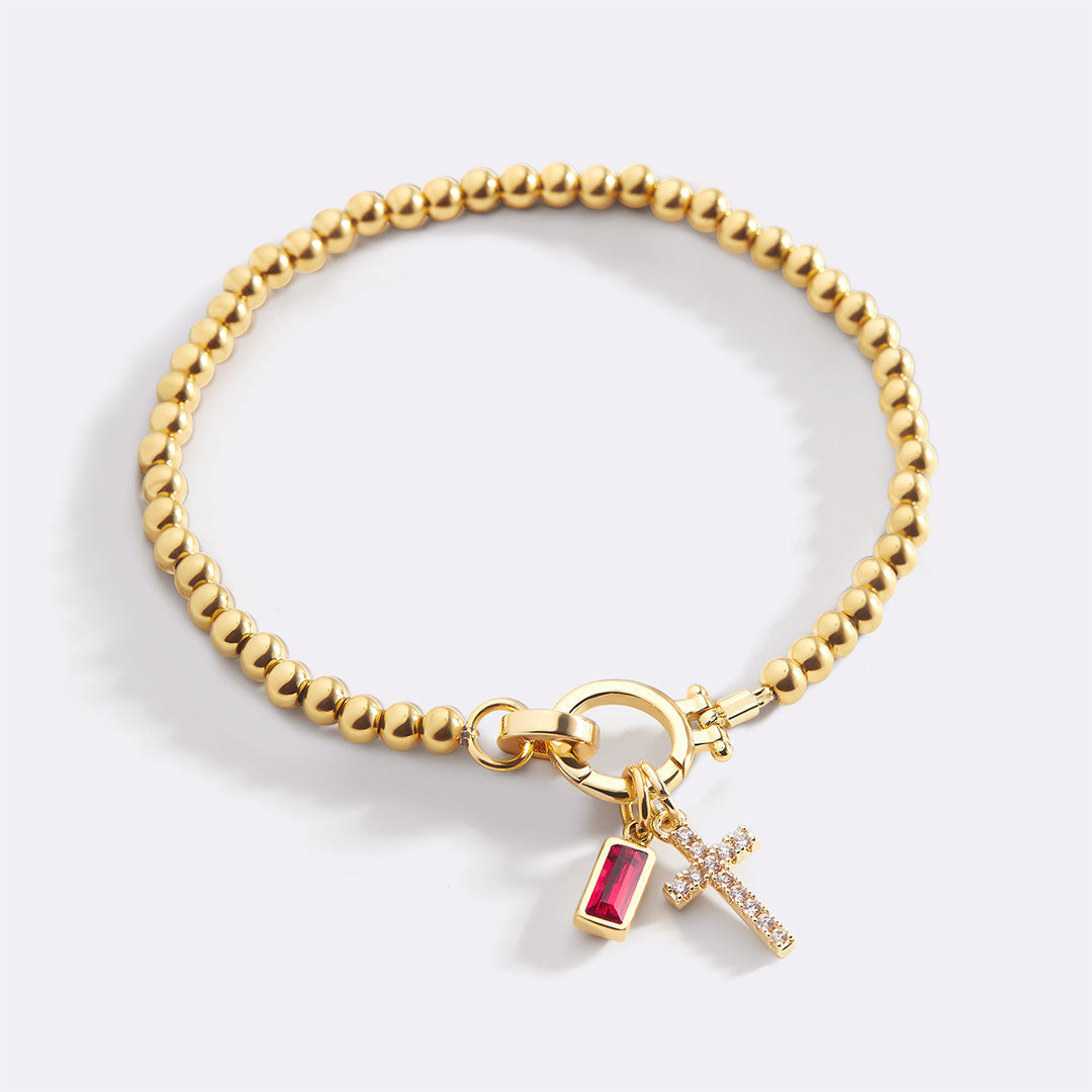 Savaé Design Cross Birthstone Charm Bracelet