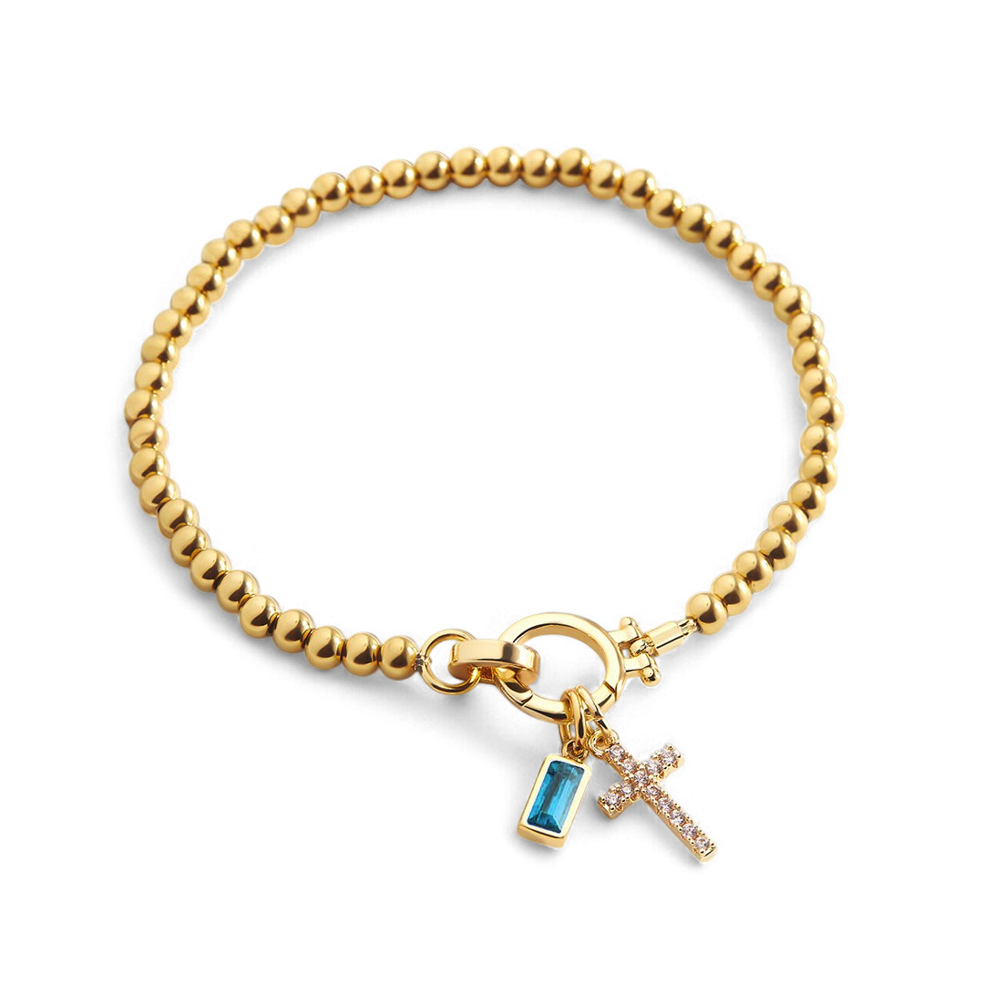 Savaé Design Cross Birthstone Charm Bracelet