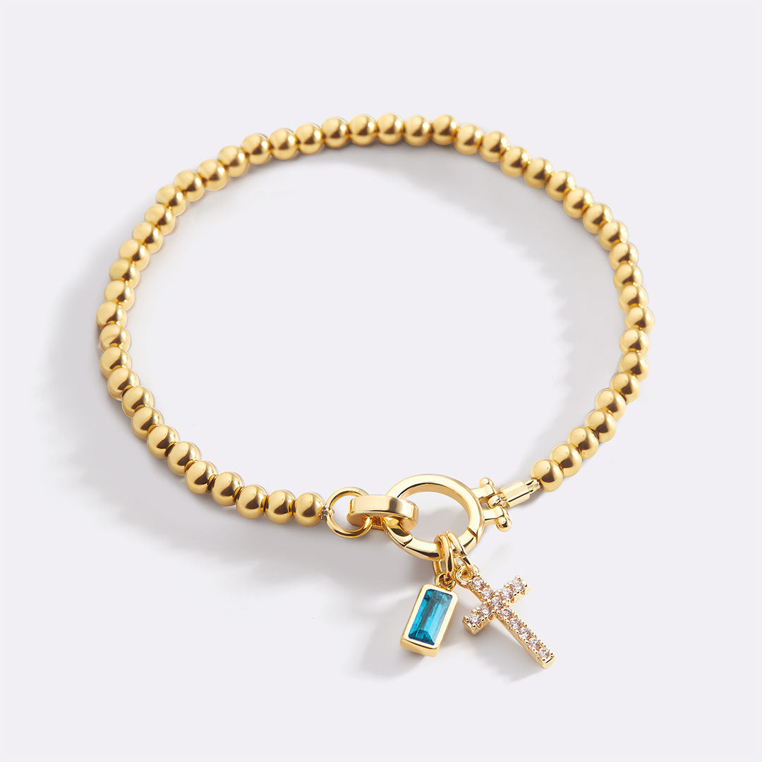 Savaé Design Cross Birthstone Charm Bracelet
