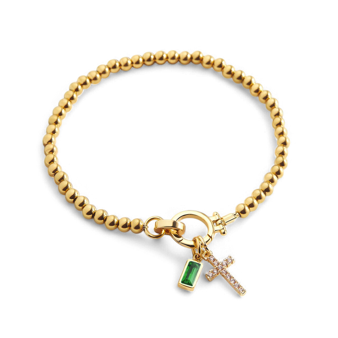 Savaé Design Cross Birthstone Charm Bracelet