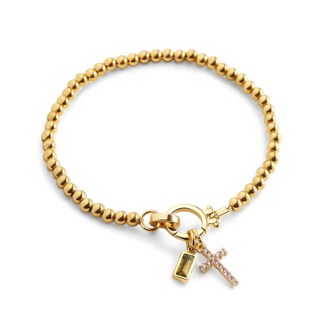 Savaé Design Cross Birthstone Charm Bracelet