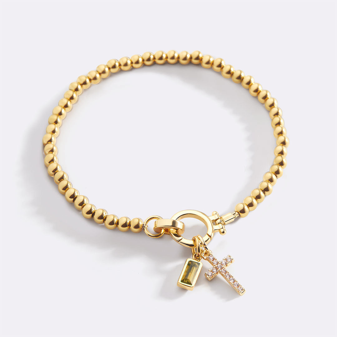 Savaé Design Cross Birthstone Charm Bracelet