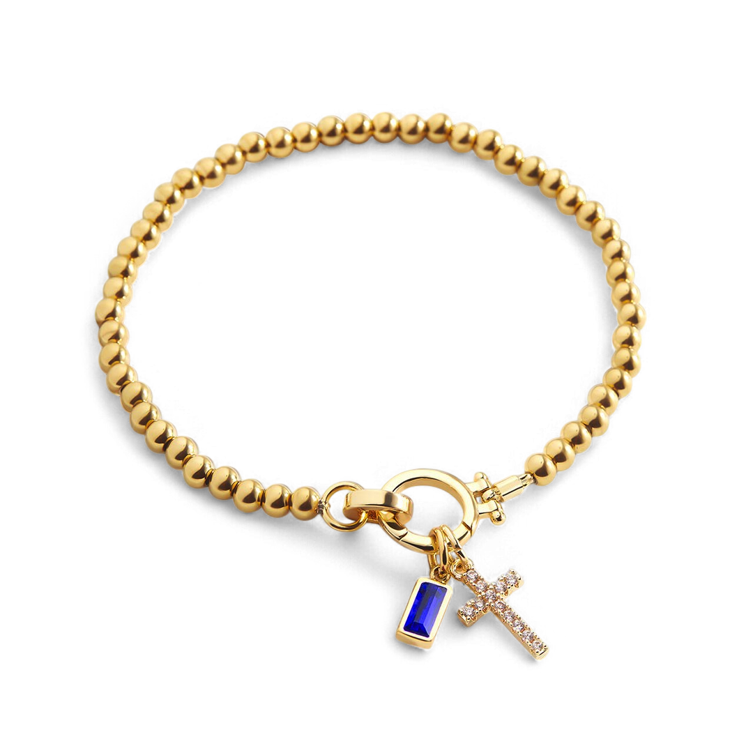 Savaé Design Cross Birthstone Charm Bracelet