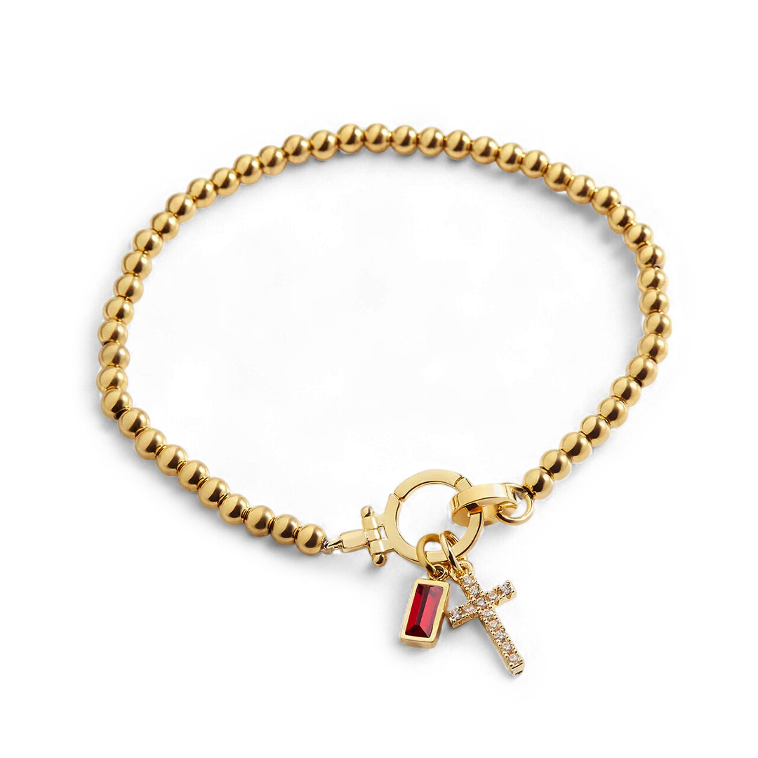 Savaé Design Cross Birthstone Charm Bracelet