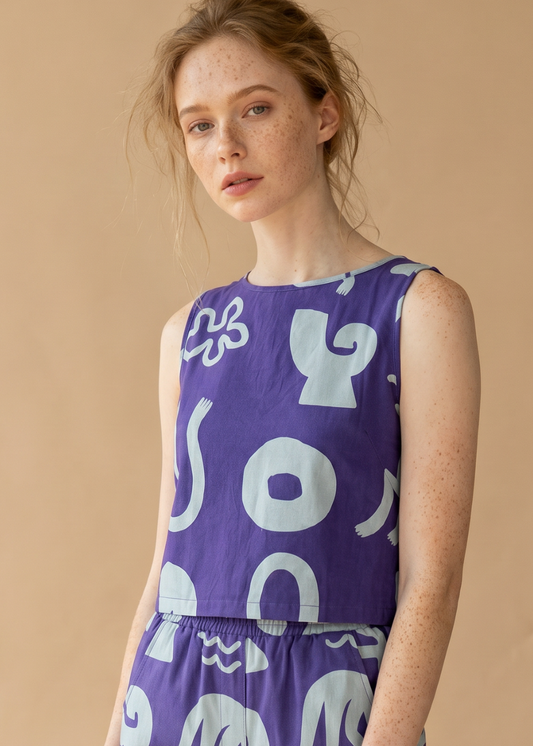Wild Clouds Organic Cotton & Linen Two-Way Tank