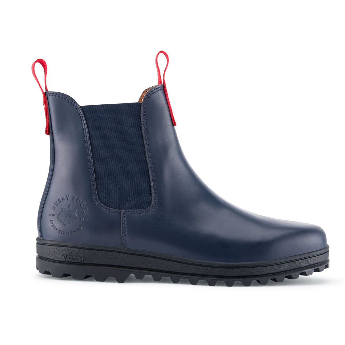 Busby Men's Navy Blue Leather Winter Chelsea Boots
