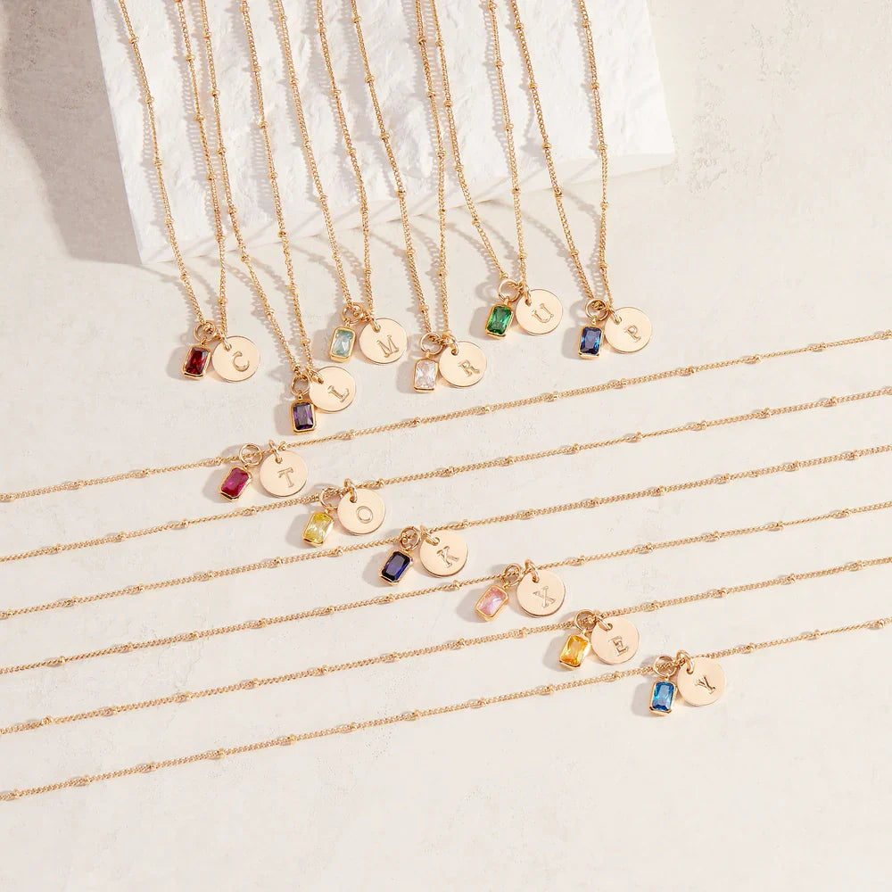 Savaé Design Birthstone Initial Pendant Necklace