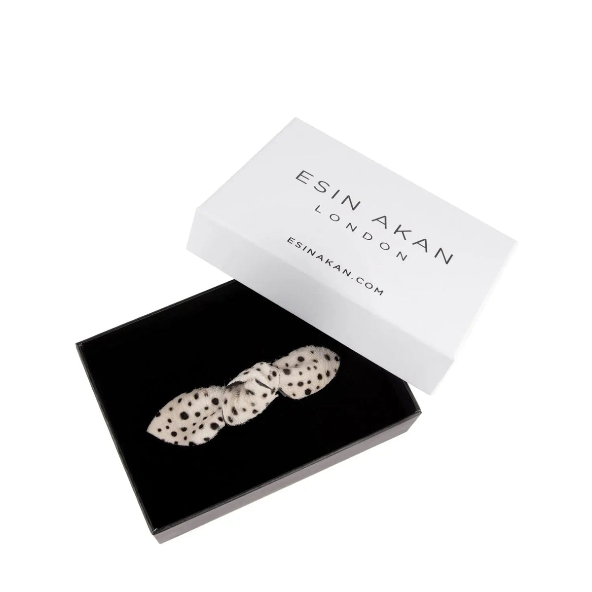 Esin Akan Charlotte Leather Knot Hair Barrette in Cheetah Print
