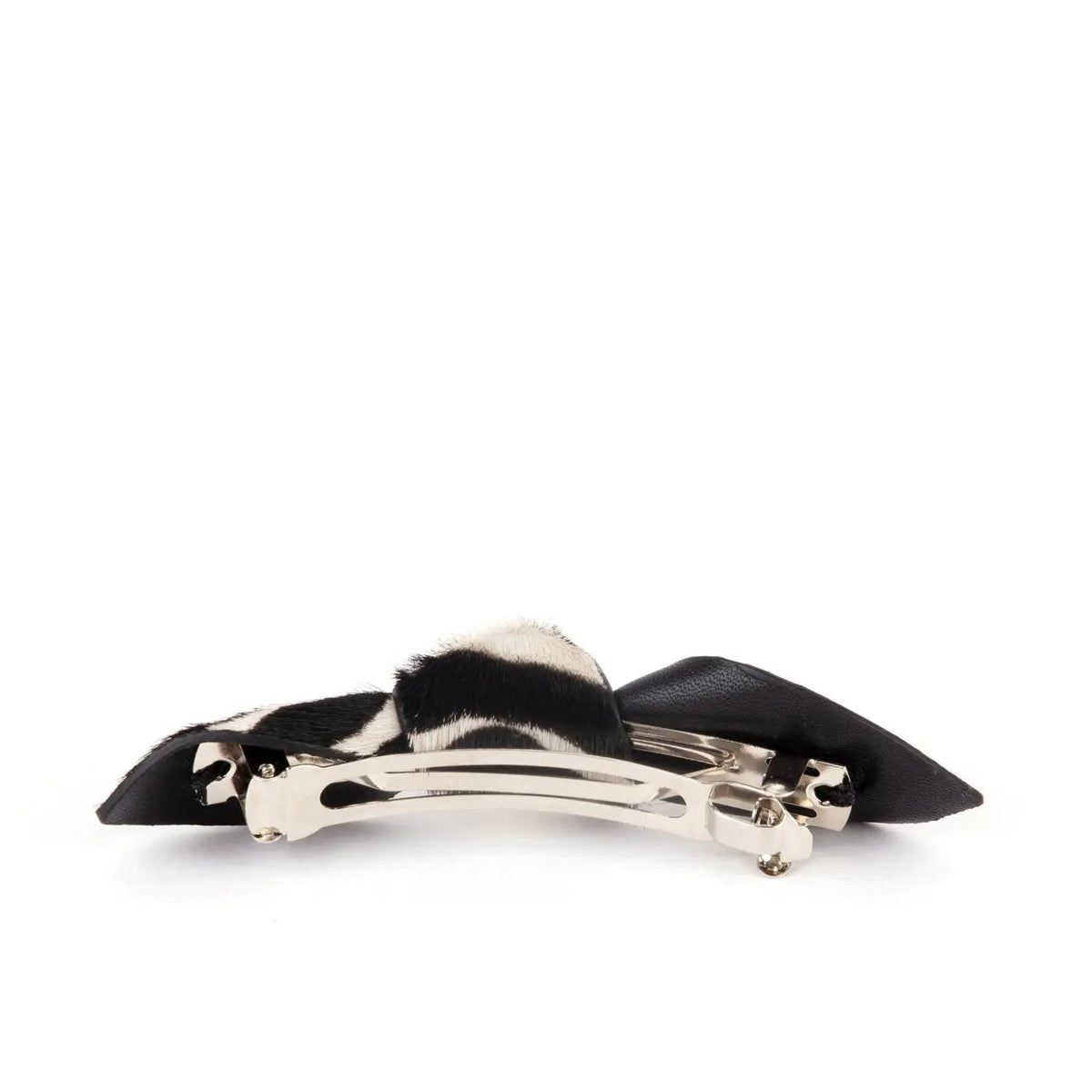 Esin Akan Charlotte Leather Knot Hair Barrette in Zebra Print