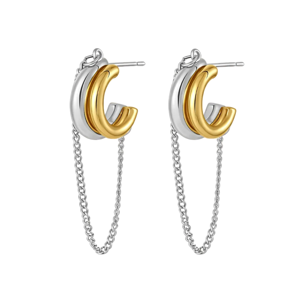 Savaé Design Dual Tone Chain Hoop Earrings