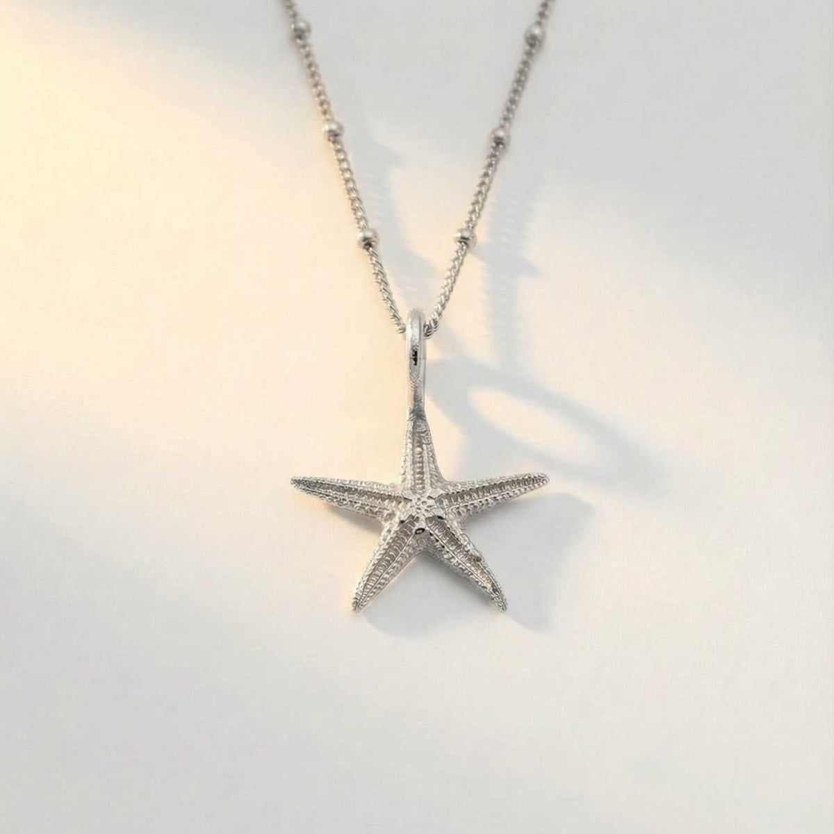 Dainty London Real Starfish Necklace in Recycled Sterling Silver