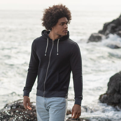 Contrast Zipped Recycled Cotton Hoodie