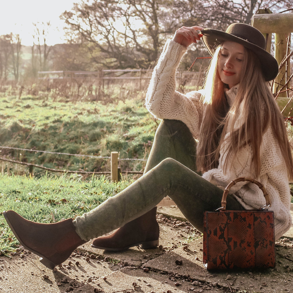 Hugs & Co. Women's Brown Suede Chelsea Boots with Goodyear Welted Leather Sole