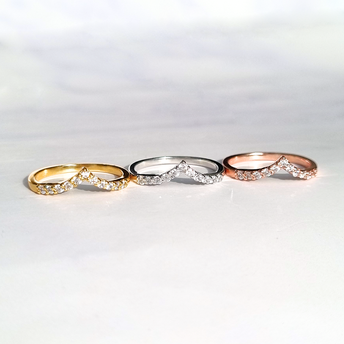 Vianne Jewellery Wishbone Curved Eternity Ring in Sterling Silver