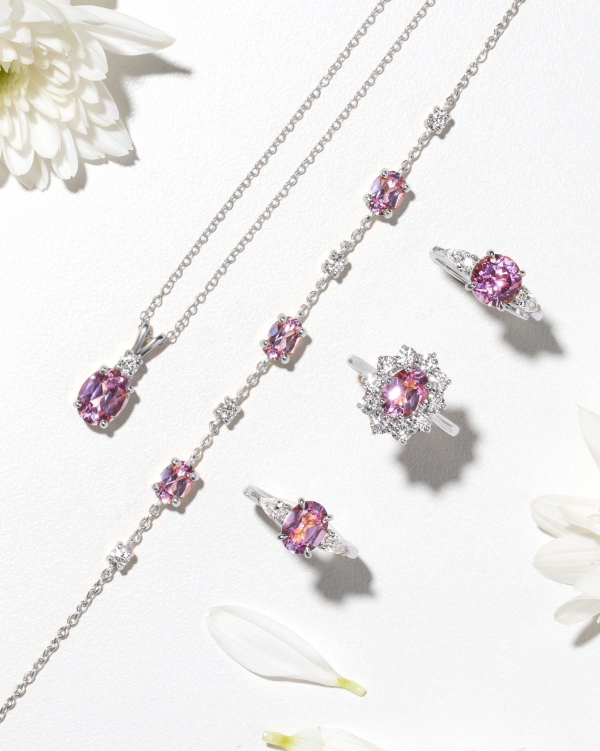 Vianne Jewellery 2ct Pink Sapphire Oval Pendant Necklace in Sterling Silver