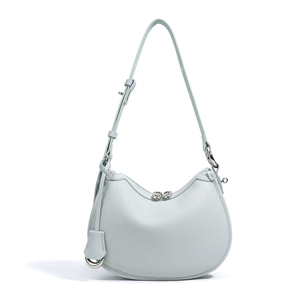 The Azure Veil Large Genuine Leather Hobo Crossbody Bag