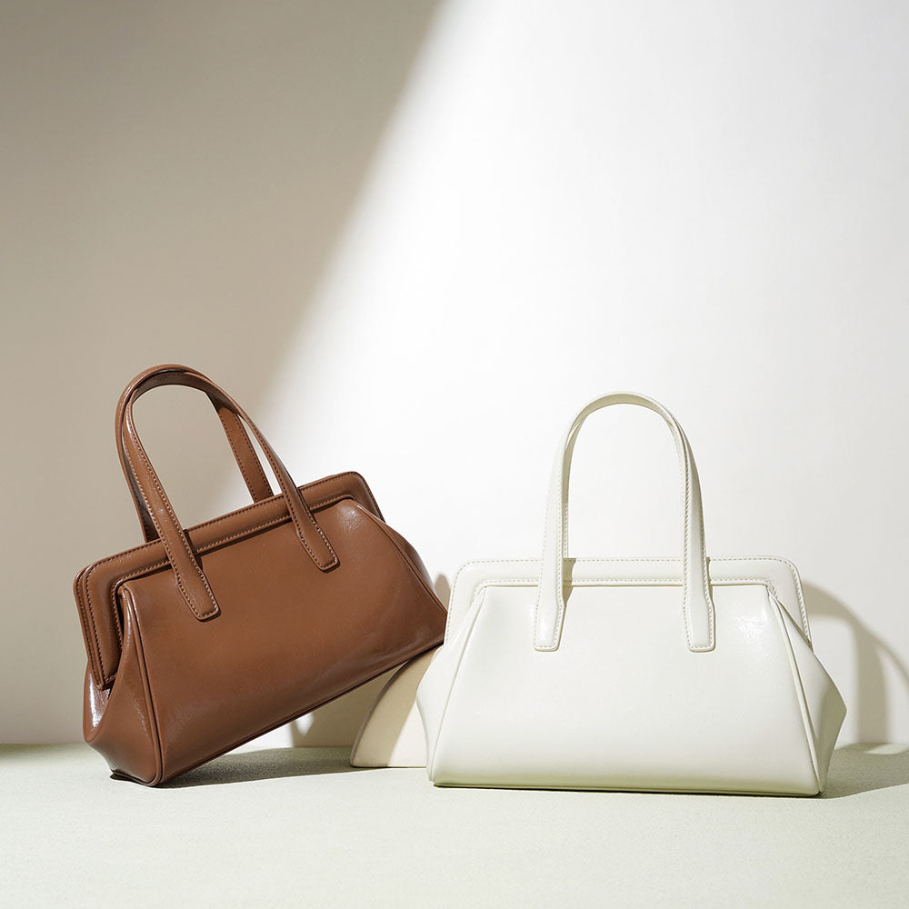 The Pearl Arc Structured Leather Satchel Bag