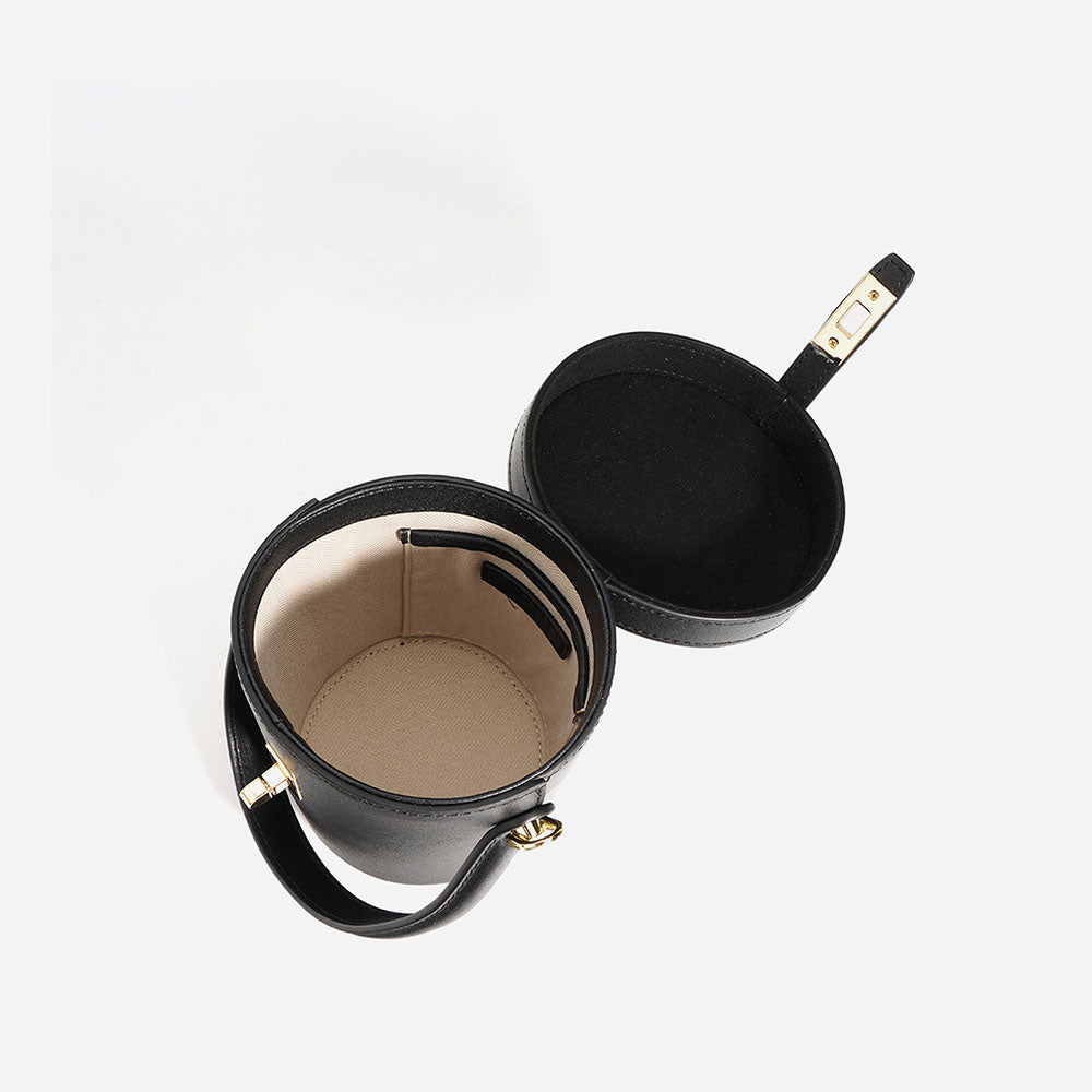 The Whisper Bucket Genuine Leather Cylindrical Crossbody Bag