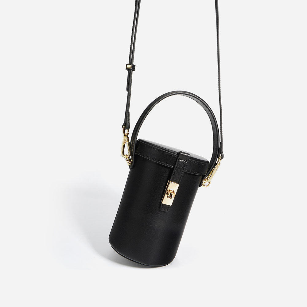 The Whisper Bucket Genuine Leather Cylindrical Crossbody Bag