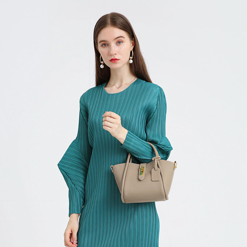 The Serene Arc Genuine Leather Shoulder Tote Bag