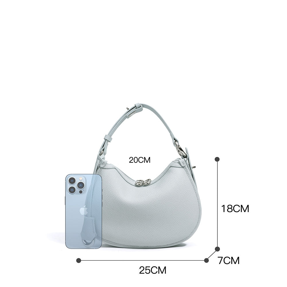 The Azure Veil Large Genuine Leather Hobo Crossbody Bag