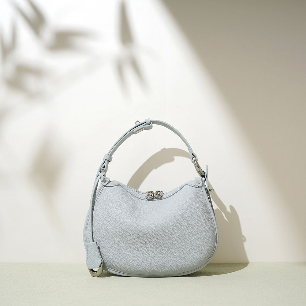 The Azure Veil Large Genuine Leather Hobo Crossbody Bag