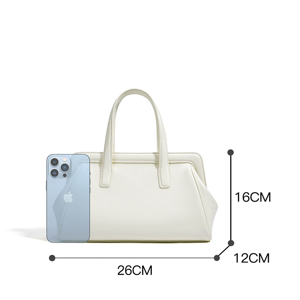 The Pearl Arc Structured Leather Satchel Bag