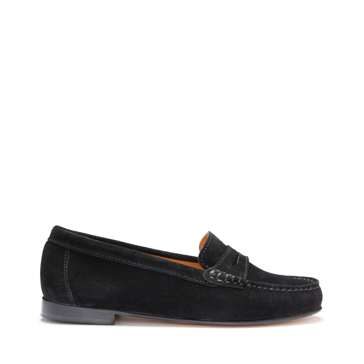 Hugs & Co. Women's Black Suede Leather-Sole Penny Loafers