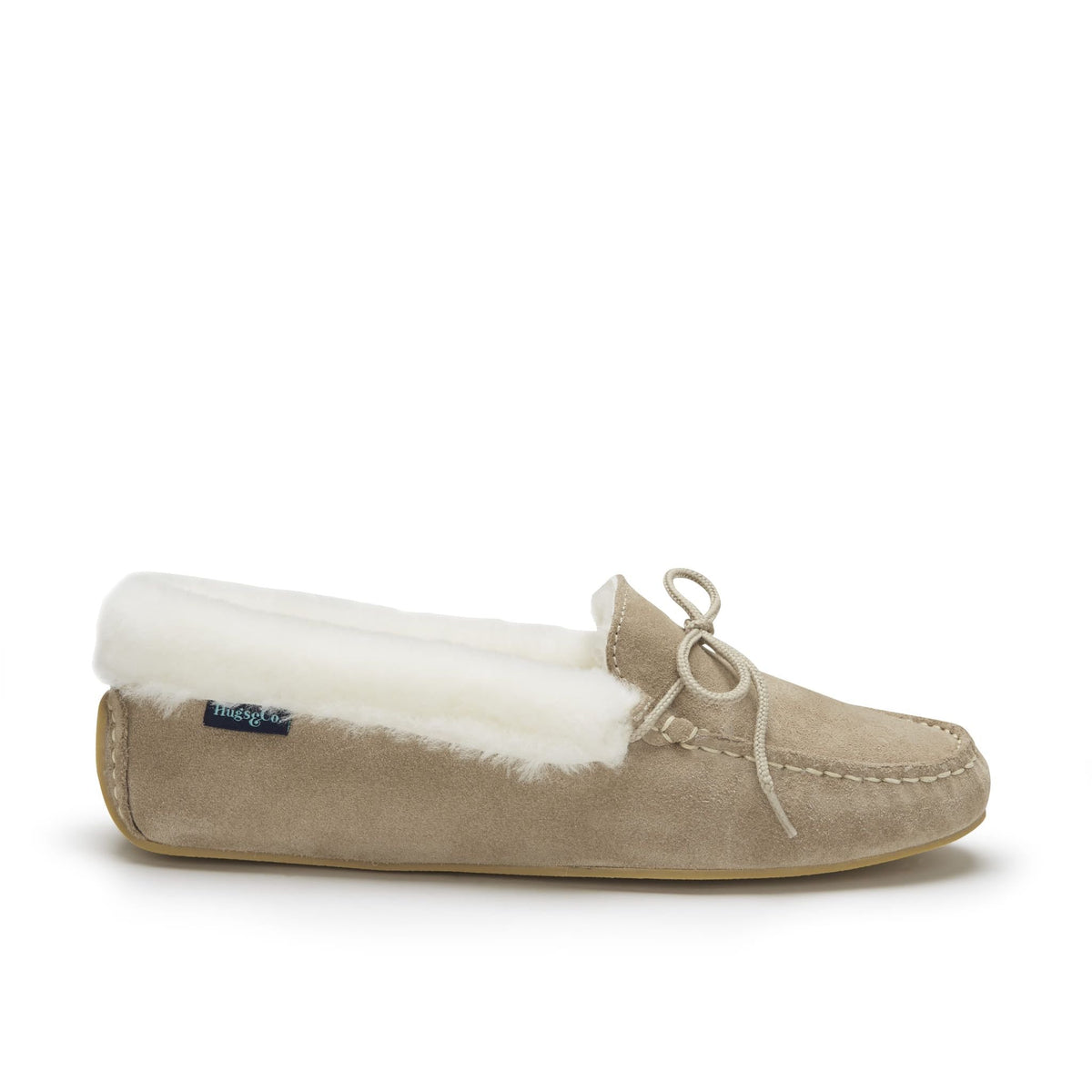 Hugs & Co. Women's Taupe Suede Sheepskin Slippers