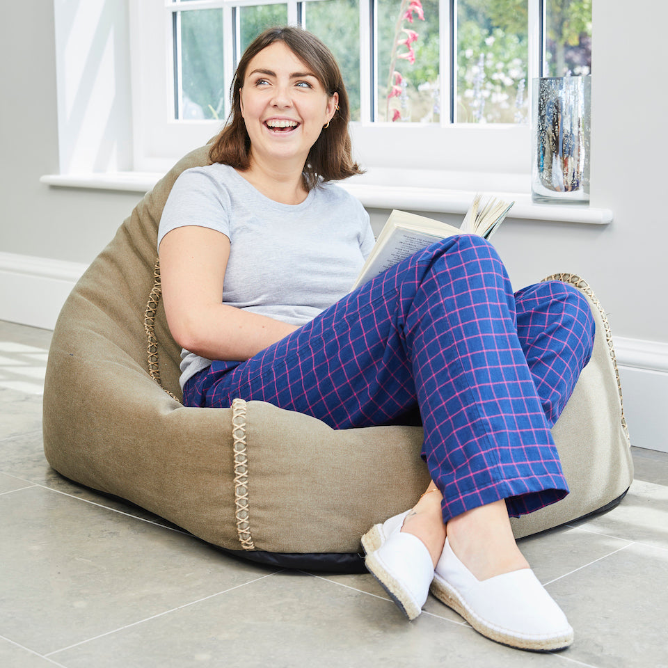 Loungers Women's Organic Cotton Atlantic Puffin Checked Trousers